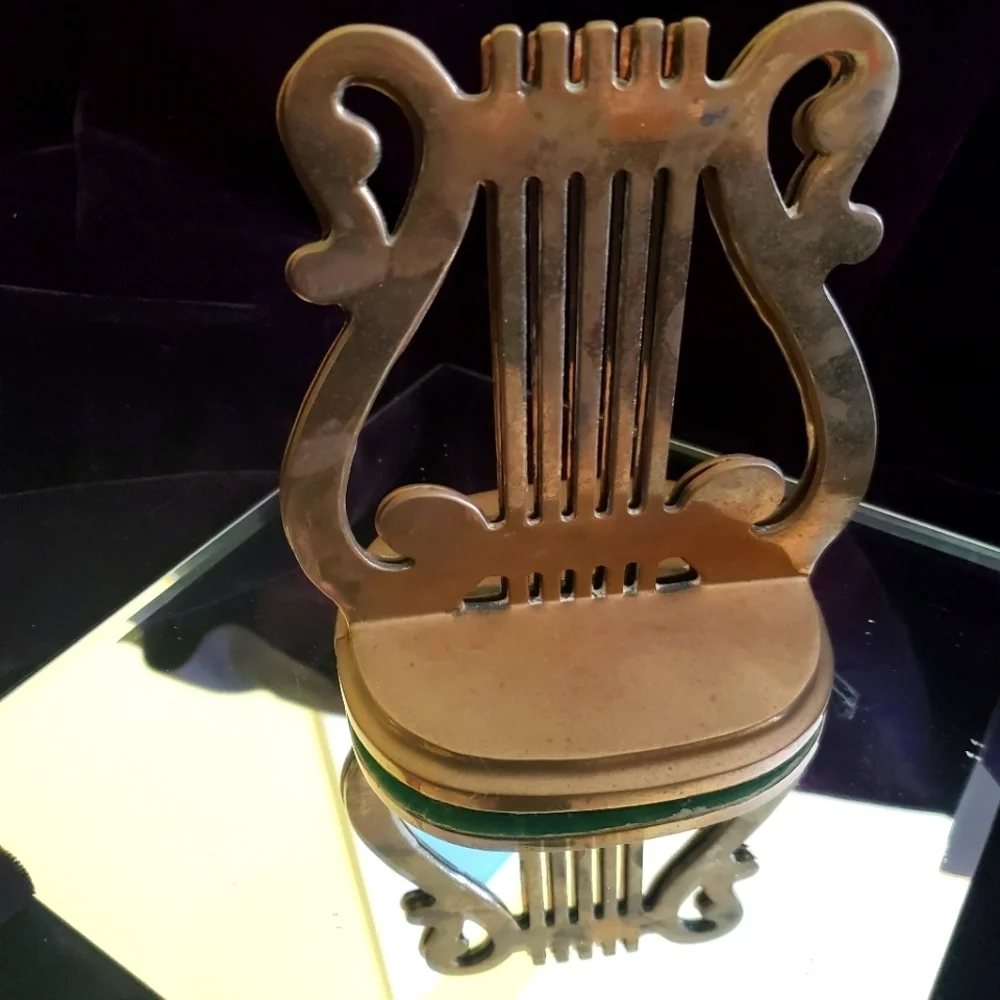 Solid Brass Music Harp  Bookends